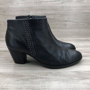 Vionic Ankle Boots Womens 8.5 Black Leather Zip Studded Booties No Insoles